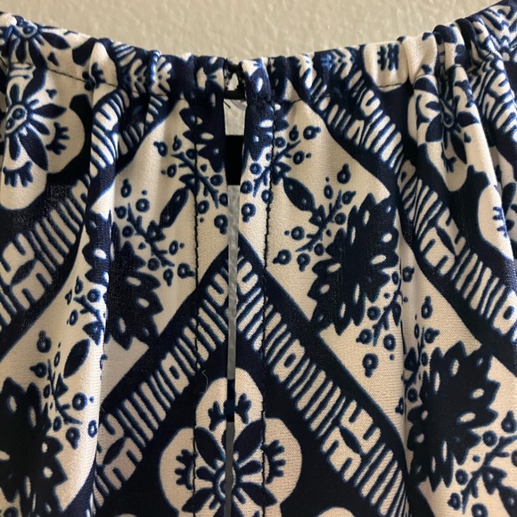 London Style Collection Blue and White Halter Dress size 14 NWT Maxi Length - Picture 8 of 10